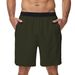 Men's Casual Solid Pattern Fitness Sports Shorts Special Offer Lightweight Breathable Polyester Mesh Mid Waist Pullstring 7 Inch Zipper Pocket_viptrois.com