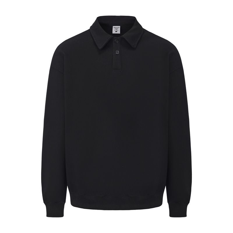 Autumn And Winter 430G Semi-open Lapel Sweater Men's Loose Top Terry Fleece Warm Retro Men's Simple Coat_viptrois.com
