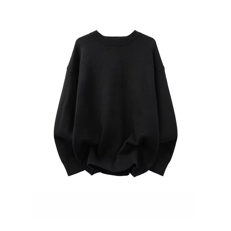 New Solid Color Round Neck Knitted Shirt For Men, Versatile, Trendy And Fashionable Design, Long Sleeve_viptrois.com