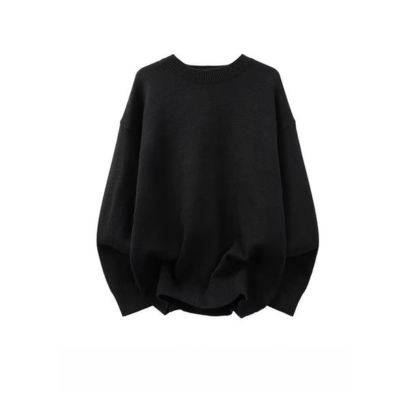 New Solid Color Round Neck Knitted Shirt For Men, Versatile, Trendy And Fashionable Design, Long Sleeve_viptrois.com