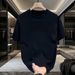 Men's Slim Fit T-Shirt Round Neck Short Sleeve Solid Color Summer Trendy Couple Top Versatile Basic Graphic Print_viptrois.com