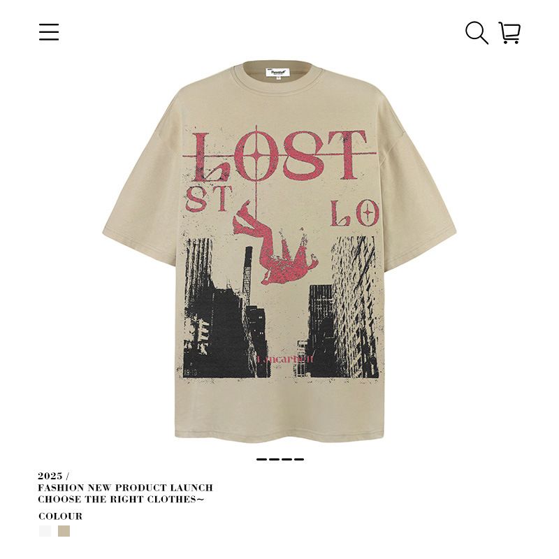 Men's Clothing 250g Heavy Cotton American Street Retro Print Short Sleeved T Shirt For Men And Women Summer Loose High Street Half Sleeve Wholesale_viptrois.com