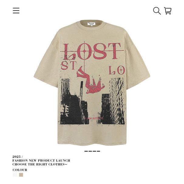 Men's Clothing 250g Heavy Cotton American Street Retro Print Short Sleeved T Shirt For Men And Women Summer Loose High Street Half Sleeve Wholesale_viptrois.com