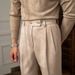 Men's High-Waisted Wool-Blend Trousers – Straight Cut Winter Casual Pants With Neapolitan Drape (28-36, Khaki/Dark Grey, Business Casual)_viptrois.com