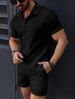 Men's Clothing Short Sleeved Shirt Shorts Sports Leisure Beach Two Piece Suit_viptrois.com