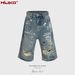 Men's Clothing Men's And Women's Spring And Summer New Ripped Shorts Men And Women's Same Style Hand Painted Graffiti Hole Seven Point Jeans_viptrois.com