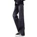 Men's Stylish Slim Fit Jeans Lightning Bolt Pattern Trendy Slightly Flared Straight Leg Trousers For Students_viptrois.com