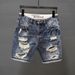 Men's Clothing Korean Style Trendy Men's Summer Trendy Ripped Denim Shorts For Boys Internet Celebrities The Same Style Cool Retro Casual Shorts Trend_viptrois.com