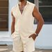 Men's Casual Lapel Cardigan Vest Shorts Thin Suit_viptrois.com