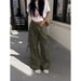 Women's Vintage Cargo Pants – High Waist Wide Leg Oversized Trousers With Drop Hem (Blue/Pink/Yellow/Black, S-5XL)_viptrois.com