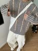 Autumn And Winter Retro Striped Contrasting Sweater, Men's Round Neck Casual Knit Sweater_viptrois.com