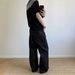 Unisex American Style Trendy Retro Raw Denim Patchwork Jeans Straight Leg Loose Fitting Wide Leg Black Trousers_viptrois.com