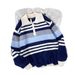Color Blocking Striped Lapel Half Zip Sweater, Warm And Loose Retro Knit Sweater Top_viptrois.com