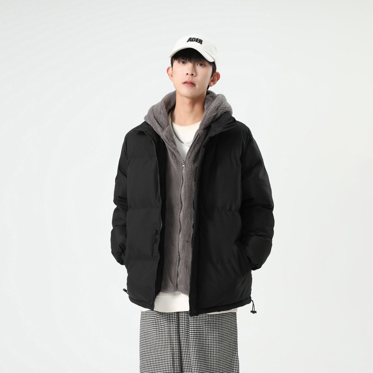 Large Size Padded Jacket For Men, Fake Two-piece Down Padded Jacket, Loose And Thickened Padded Jacket For Men._viptrois.com