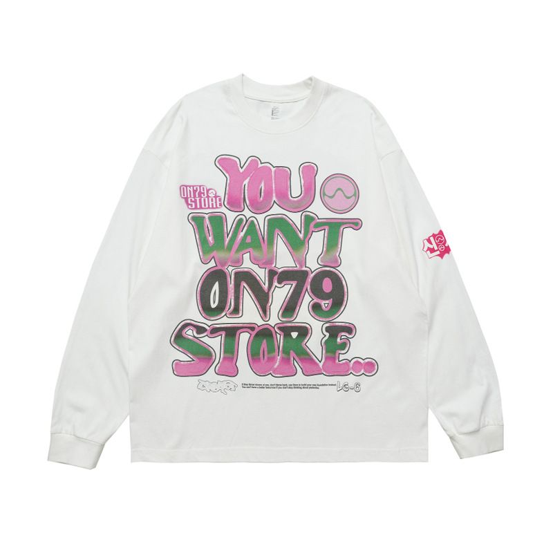 Trendy Basic Printed Long Sleeve T-Shirt Unisex Spring Autumn American Casual Tee Shirt_viptrois.com