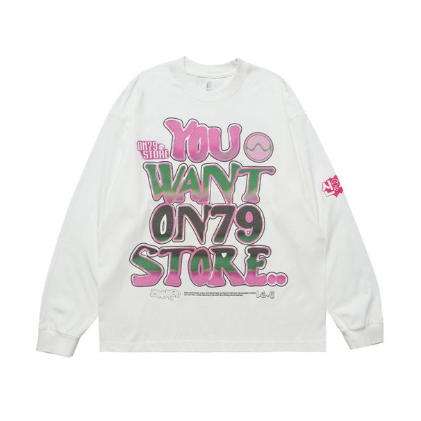 Trendy Basic Printed Long Sleeve T-Shirt Unisex Spring Autumn American Casual Tee Shirt_viptrois.com