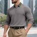 Men’s Ribbed Knit Polo Shirt – Relaxed Fit Long Sleeve Button-Up Casual T-Shirt (S-XXXL, French Textured Fabric)_viptrois.com