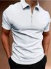 Summer Men's Solid Color Polo Shirt Short Sleeve Turn-Down Collar Zipper Tshirts &for Men Casual Streetwear New Male Tops_viptrois.com