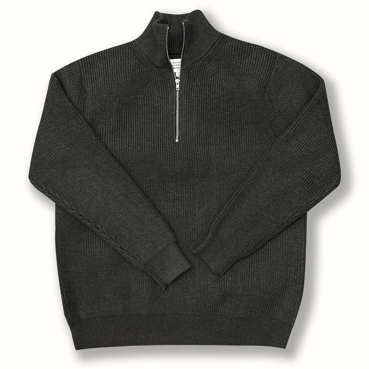 Four-Corner Half-Zip High-Neck Sweater Wool Blend Coat Loose Lazy Style Knitted Top For Men And Women_viptrois.com
