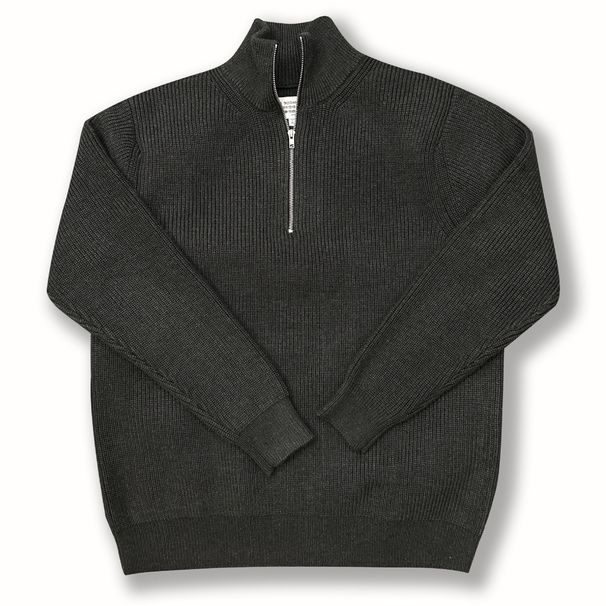 Four-Corner Half-Zip High-Neck Sweater Wool Blend Coat Loose Lazy Style Knitted Top For Men And Women_viptrois.com