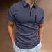 Men's Clothing Summer Polo Shirt Solid Color Zipper Henry Collar Sports Tops_viptrois.com