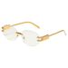 Frameless Polygonal Sunglasses - Lightweight UV400 Protection Instagram Style Shades For Women (Trendy Street Photography Glasses)_viptrois.com