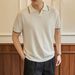 Men's Sophisticated Elegant Knit Shirt Contrasting Trim Turn Down Collar Breathable Ice Silk Business Casual Top Tee_viptrois.com