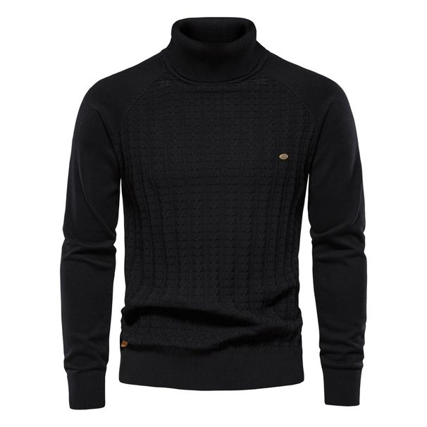 Man's Clothing Men's Turtleneck Sweater Solid Color Men's Sweater Business Casual Sweater For Men_viptrois.com