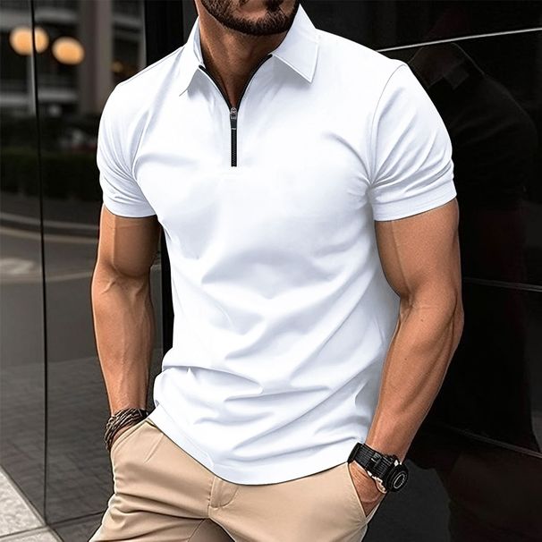 2025 New Men's Casual T-shirt Pullover Summer Trend Fashion Comfortable Lapel Solid Color High Quality Men's Sports Fitness POLO_viptrois.com