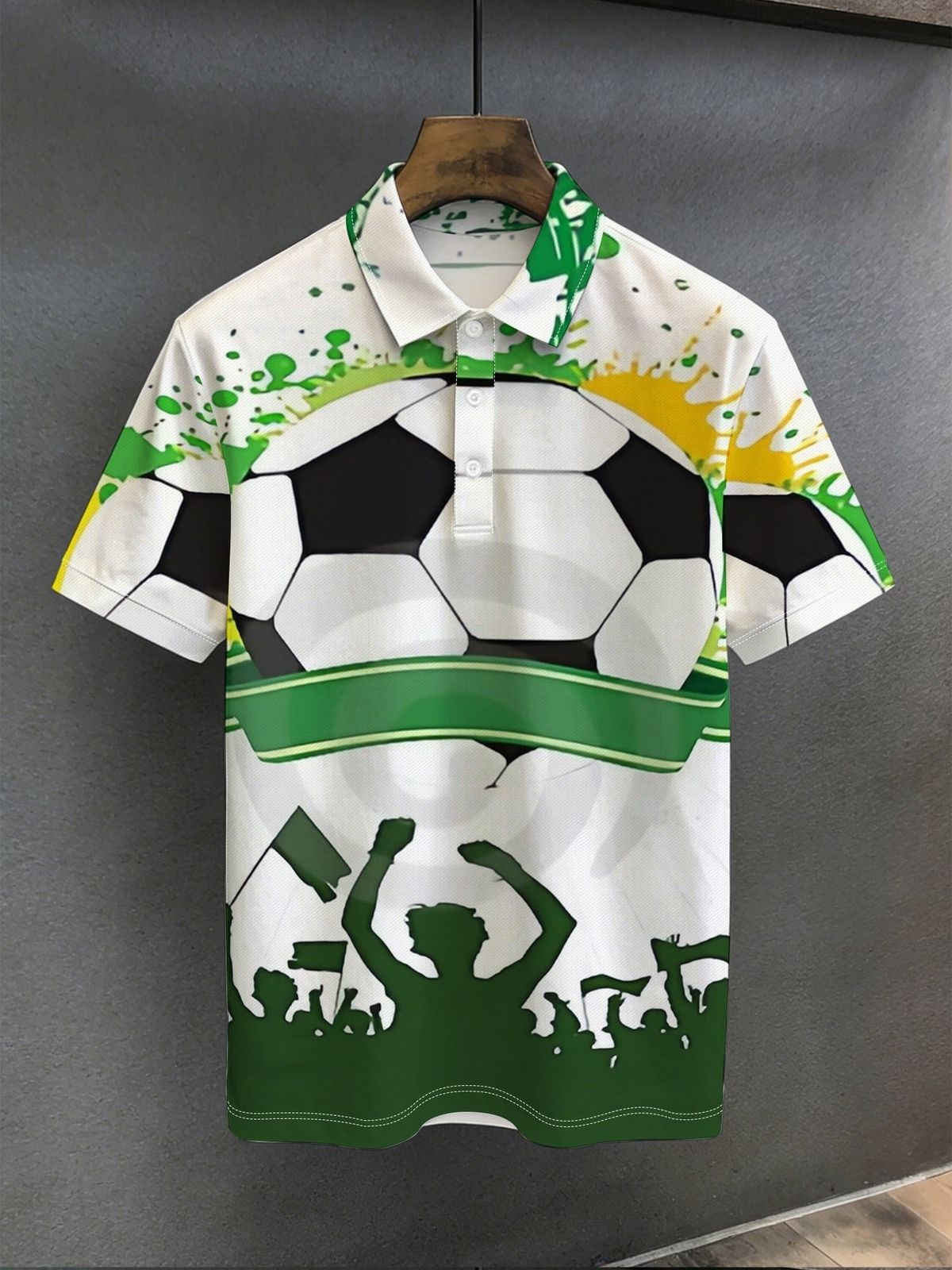 Polo Uomo Poliestere Non Elastico Taglio Dritto Stampa Calcio Folla Stile Dinamico Sportivo Casual Per Eventi E Uso Quotidiano_viptrois.com