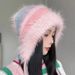 Gradient plush knitted for women in autumn and winter, warm ear protection cover, head cap can be used as a bag, cute_viptrois.com