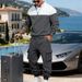 Men's Winter Suit Casual Simple Style Color Blocked Loose Workwear Stand Collar Sweatshirt And Sweatpants Set_viptrois.com