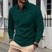 Classic Waffle-Knit Polo Shirt – Long Sleeve Button-Up Collar With Pocket (Khaki/Black/Grey/Wine/Green/White, S-XXXL)_viptrois.com