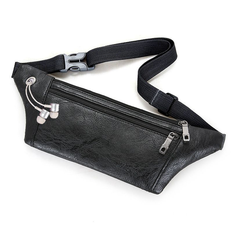 Gym Bags Men's Waist Bag New Outdoor Leisure Sports Crossbody Chest Bag PU Waterproof Mobile Phone Coin Purse Bag_viptrois.com