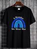 In November We Wear Blue Rainbow T-shirt Diabetes Awareness Unisex T-shirt Comfortable Top For Everyday Wear Breathable Soft Casual Streetwear_viptrois.com