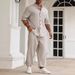 Men's Clothing Commuter Cotton And Linen Suit Casual Button Shirt Short Sleeved Trousers Men's Outing Trend_viptrois.com