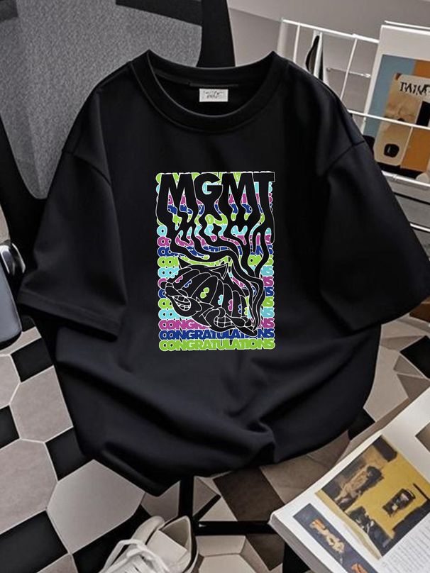 RETRO MGMT Band T-shirt BLack Short Sleeve All Sizes S To 345XL Fashion Homme Comfortable Graphic Versatile Streetwear Unisex_viptrois.com