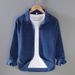 Corduroy Shirt Men's Casual Workwear Men's Long Sleeved Outerwear Striped Velvet Shirt Single Breasted_viptrois.com