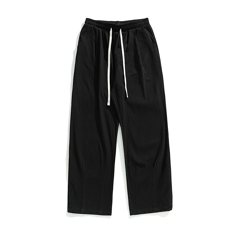 Monochrome Man- Japanese Style Draped Pure Cotton Casual For Men 2025 Spring New Retro Double Pleated Design Fleece Lined Versatile Long_viptrois.com
