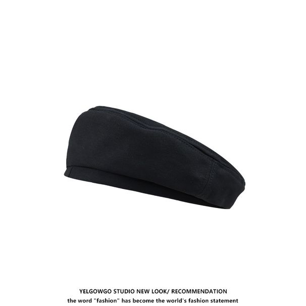 New Cotton Versatile Beret Hat For Women, Autumn And Summer, Four Seasons, Korean Style, Artistic Painter Hat, Black_viptrois.com