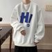 Heavy Loose Trendy Sweater Men's Spring And Autumn Large Size American Velvet Thickened Long-sleeved Crew Neck Hoodless Jacket_viptrois.com