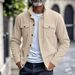 Autumn American Heavy Corduroy New Simple Versatile Multi Pocket Long Sleeved Stand Up Collar Jacket Men's Clothing_viptrois.com