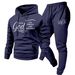 Men's Hooded Sweatshirt And Pants Set Letter Print Two Piece Clothing European And American Style Hot Selling Cross Border Trade_viptrois.com