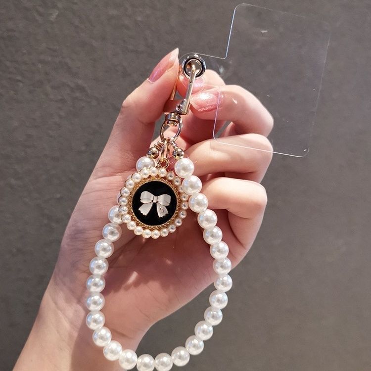 Pearl Beaded Mobile Phone Chain Bow Accessories Pendant Keychain Girl Cute Luggage Pendant_viptrois.com