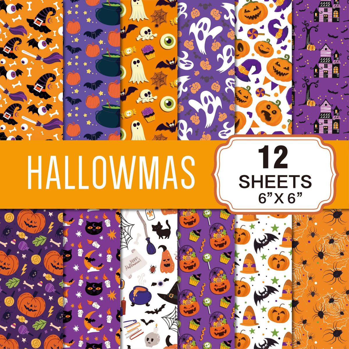 Halloween handbook base paper pumpkin ghost bat diy collage holiday decoration Halloween material paper_viptrois.com