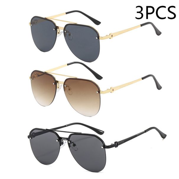 Neue Mode Metall Halbrahmen Damen Outdoor Sonnenbrille Klassische Doppelstrahlbrille_viptrois.com