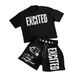 Men's Clothing Men's Summer Street Style Letter Print Suit: Trendy Casual Short Sleeve T Shirt And Shorts Two Piece Set_viptrois.com