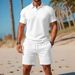 Men's Summer Casual Polo Shirt & Shorts Set - Breathable Mesh Fabric, Slim Fit, Stylish Sportswear For Outdoor Activities_viptrois.com
