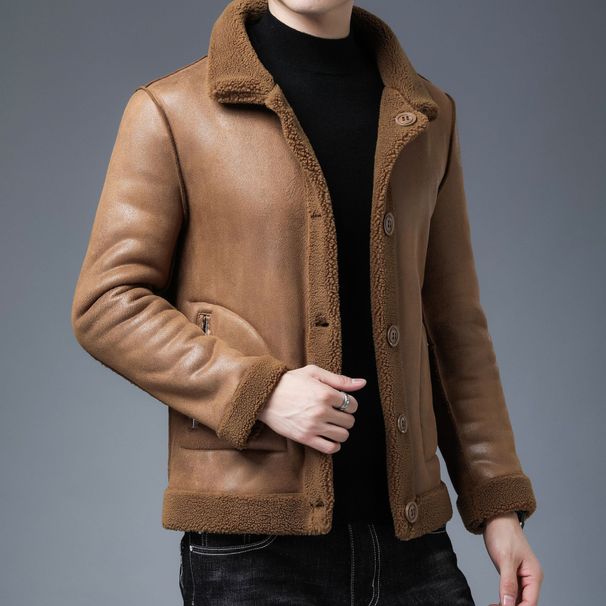 Men's Faux Suede Shearling Jacket With Fleece Lining – Stylish Winter Coat For Casual & Smart Looks_viptrois.com