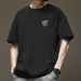 200g Short Sleeved Men's American Minimalist T-shirt Black Summer Pure Cotton Round Neck Trendy Brand_viptrois.com